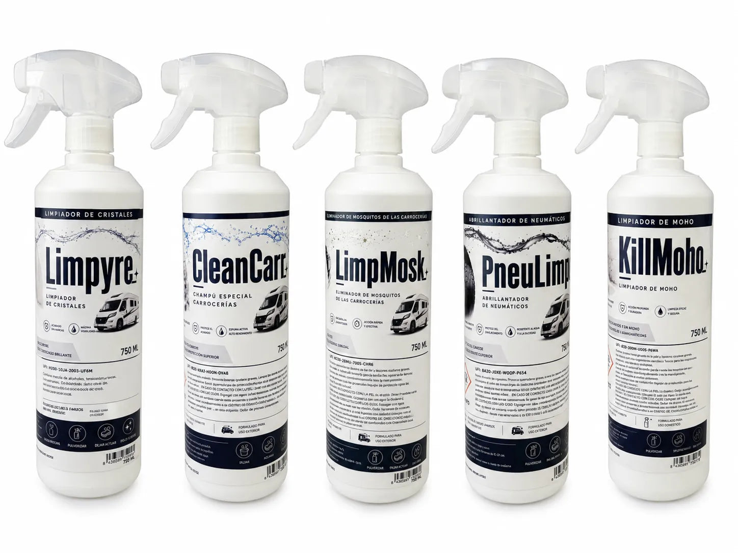 Selección de envases de la gama BestQuim Camper; consulta el contenido de cada pack